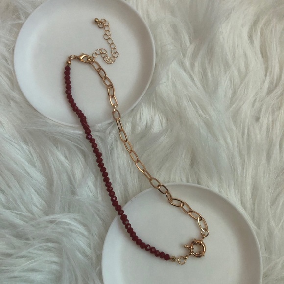 Super cute red/white/gold/blue layering necklace set - Picture 6 of 8